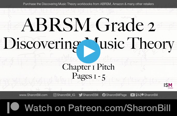 ABRSM Discovering Music Theory Grade 2 Pitch pages 1 - 5 with Sharon Bill