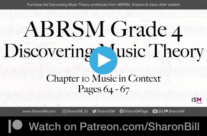 ABRSM Discovering Music Theory Grade 4 Music in Context pages 64 - 67 with Sharon Bill