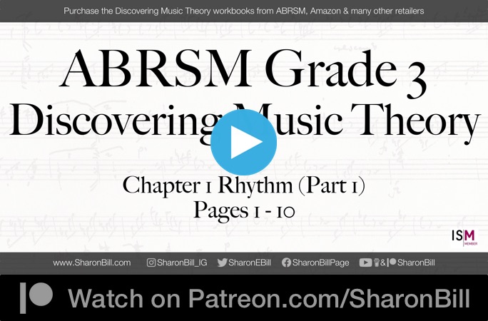 ABRSM Discovering Music Theory Grade 3 Rhythm part 1 pages 1 - 10 with Sharon Bill